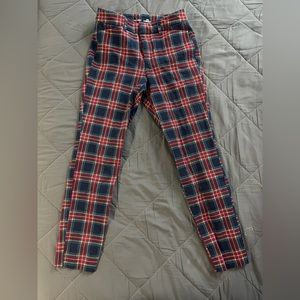 Plaid high rise pants